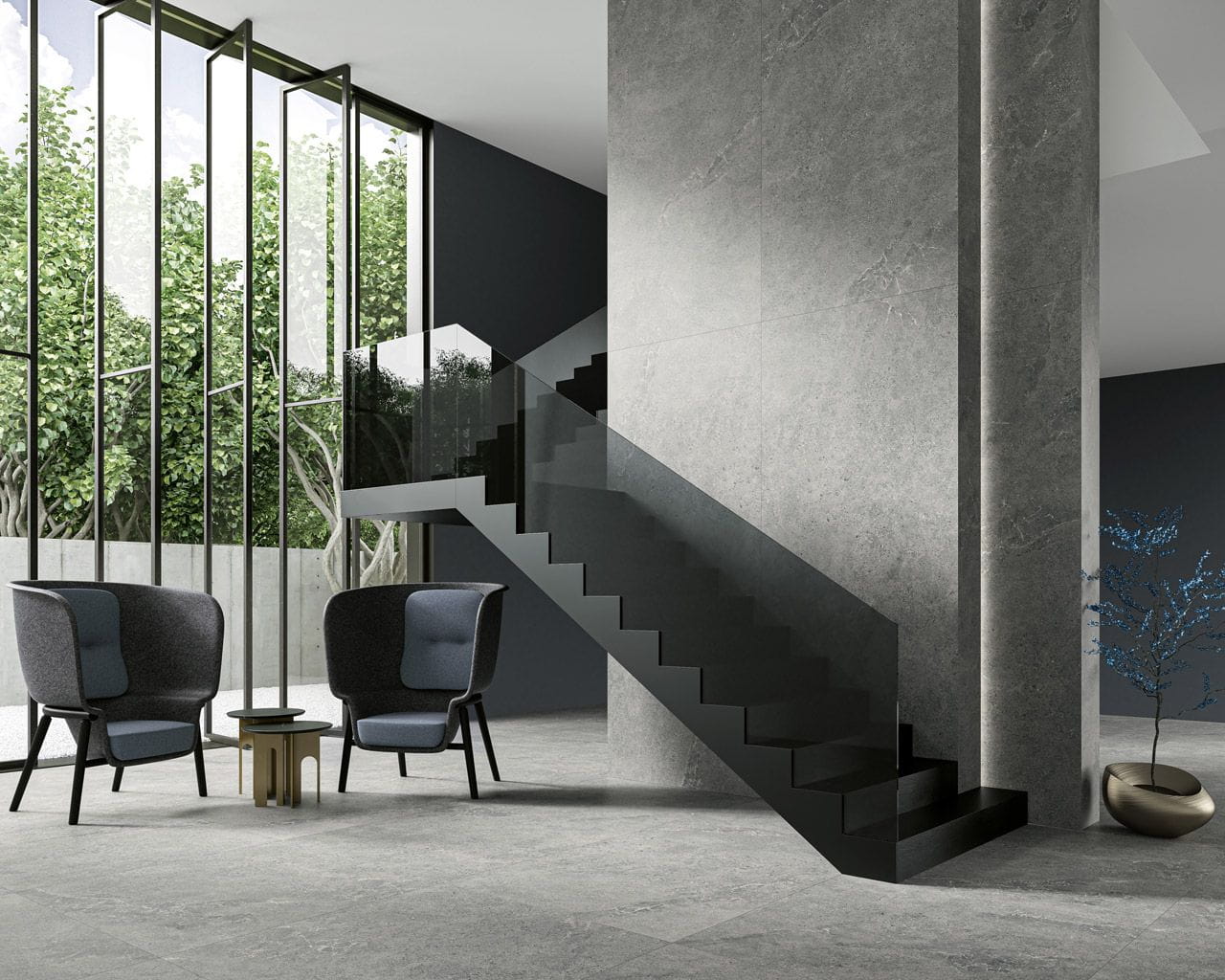 Taras z gresu grafitowego 2 cm + schody zewnętrzne